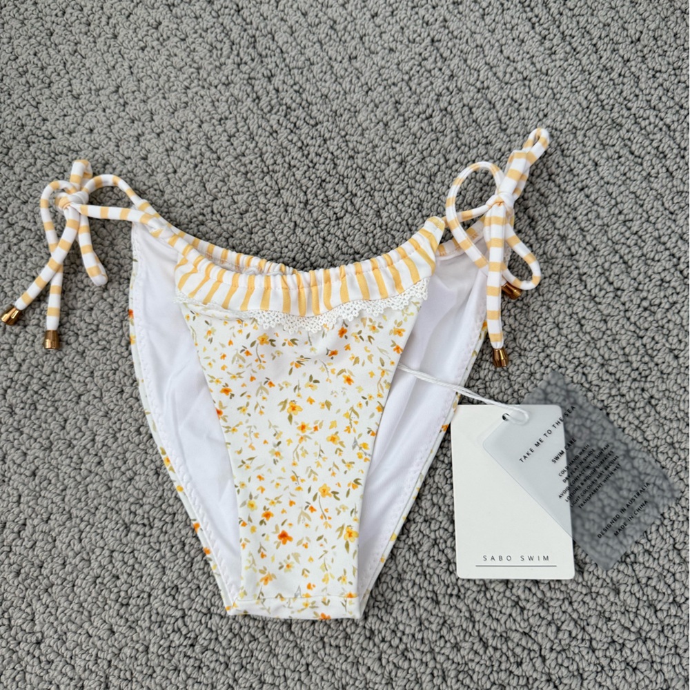 Sabo Skirt Yellow Floral & Striped Bikini Bottom